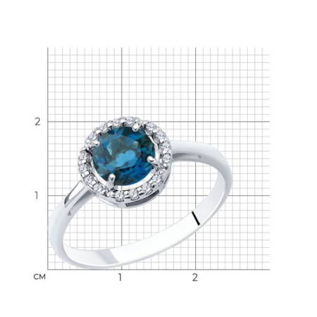 Кольцо из серебра с лондон топазом и фианитами