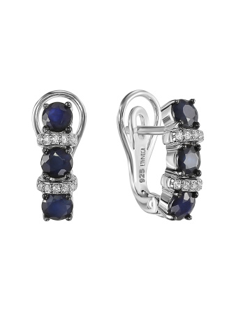 Серьги из серебра с натуральным сапфиром «Дорожка»