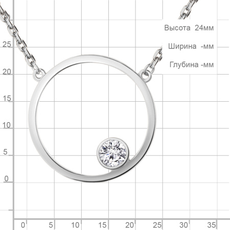 Серебряное колье с фианитом «Круг»