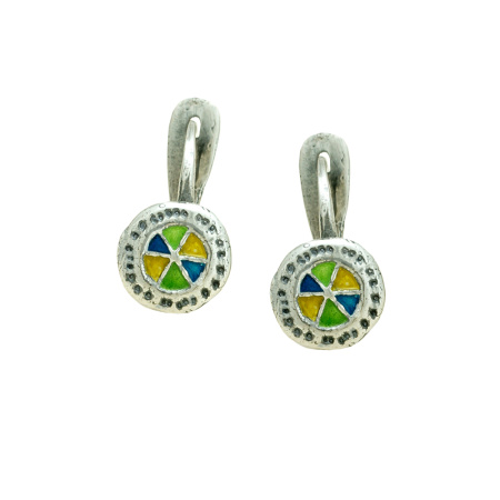 Серебряные серьги с эмалью «Колесики»