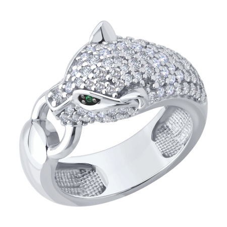 Серебряное кольцо с фианитами «Пантера»