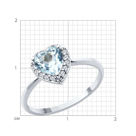 Кольцо из серебра с топазом и фианитами