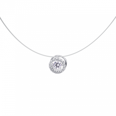 Серебряное колье на леске с танцующим фианитом