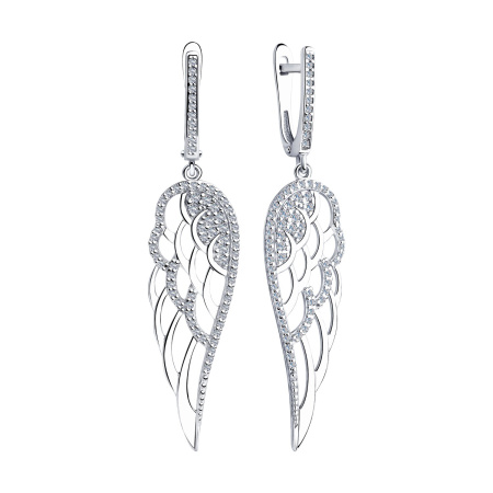 Серьги из серебра с фианитами «Крылья»