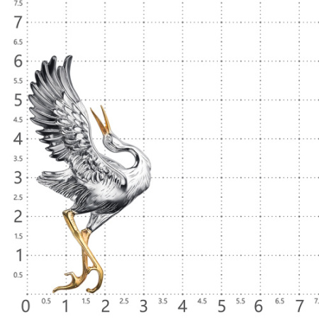 Серебряная брошь «Аист»