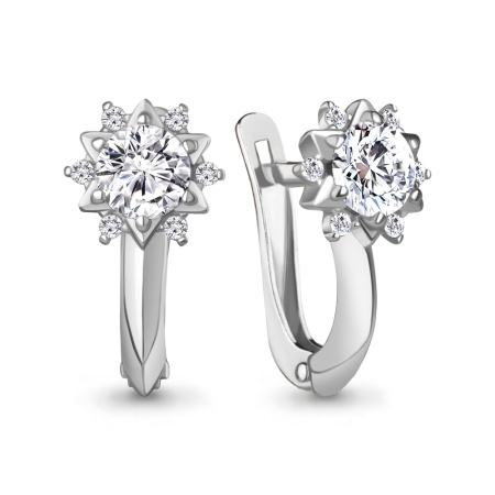 Серебряные серьги с фианитами «Цветок»