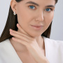 Серебряные серьги-гвоздики с празиолитом и фианитом