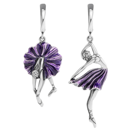 Серьги из серебра с эмалью «Балерина»