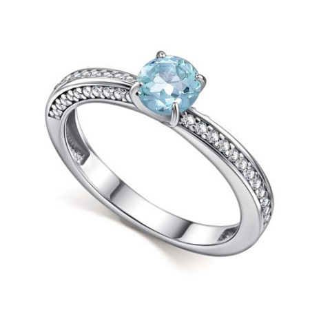 Кольцо из серебра с топазом и фианитами
