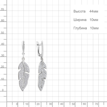 Серьги из серебра с фианитами «Перья»