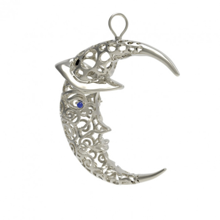 Серебряная елочная игрушка «Месяц»