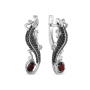 Серебряные серьги с гранатом и шпинелью «Ящерица»