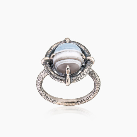 Кольцо из серебра с камнем агат