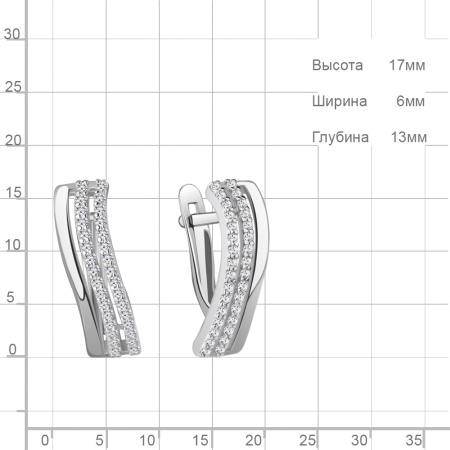 Серьги из серебра с фианитами