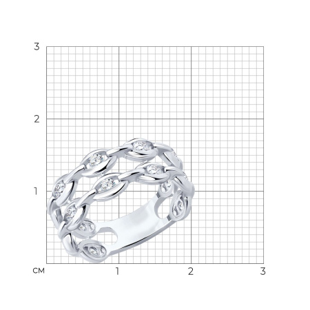 Кольцо из серебра с фианитами