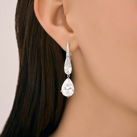Серьги из серебра с фианитами