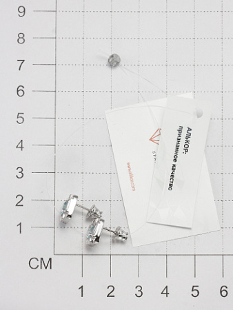 Серьги-пусеты с топазом и фианитами