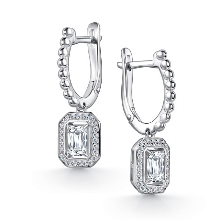 Серебряные серьги с горным хрусталём и фианитами