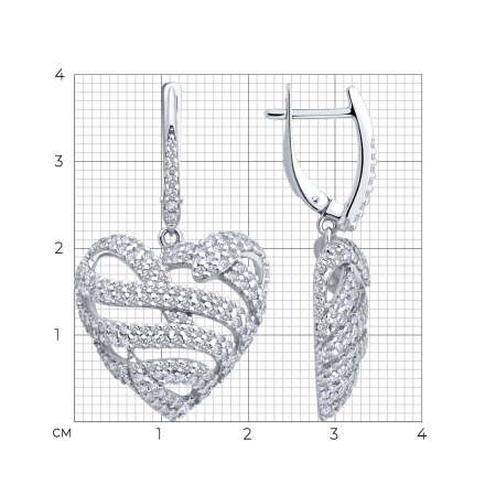 Серьги из серебра с фианитами «Змея»