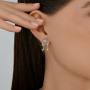 Серьги джекеты Лягушка из серебра с фианитами