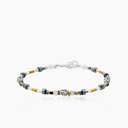 Браслет из серебра с камнем дымчатый кварц