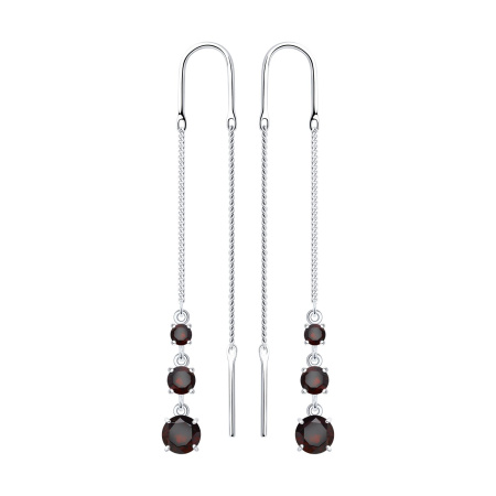 Серебряные серьги с гранатами