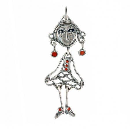 Серебряная подвеска «Девочка» с эмалью