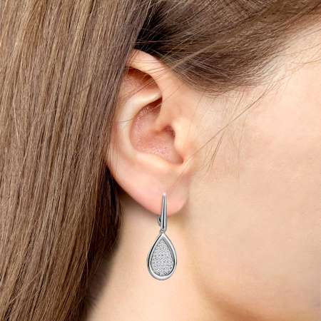 Серьги из серебра с фианитами «Капли»