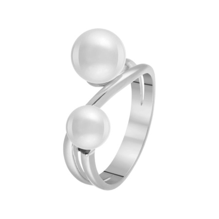 Серебряное кольцо с жемчугом и фианитом