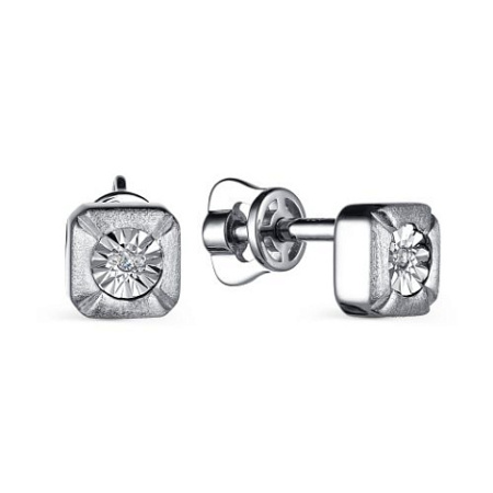 Серебряные серьги-пуссеты с бриллиантами