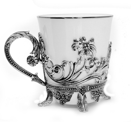 2 чашки чайные «Цветочные» с ложками