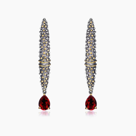 Серебряные серьги «Гранатовая тропа»