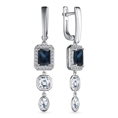 Серьги из серебра с топазом и фианитами