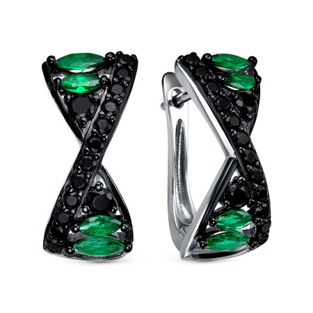 Серьги из серебра со шпинелью и кубическим цирконием