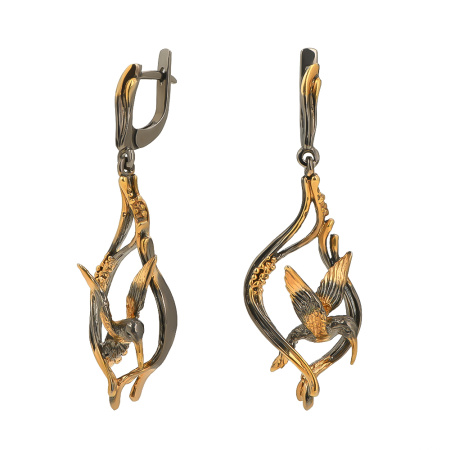 Серьги из серебра «Колибри»