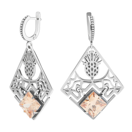 Серьги из серебра с фианитом «Шотландская роза»