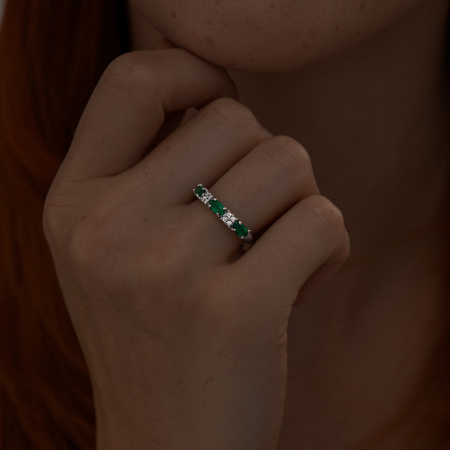 Кольцо из серебра с агатом и фианитами