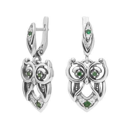 Серьги из серебра с фианитами «Сова»