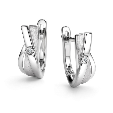 Серебряные серьги с бриллиантом