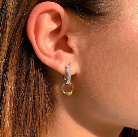 Серьги из серебра с фианитами в позолоте