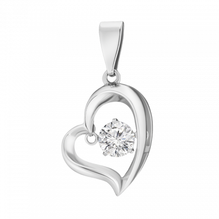 Подвеска серебряная «Сердце» с танцующими фианитами