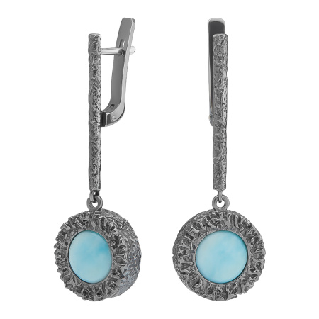 Серебряные серьги с ларимаром