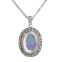 Серебряный кулон на цепи с перламутром, горным хрусталем и марказитами Swarovski