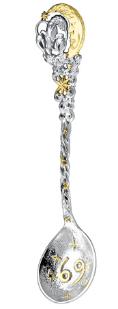 Серебряная ложка «Зодиак Рак» с позолотой