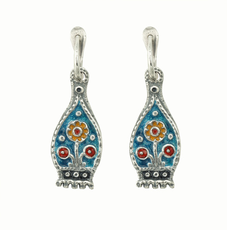 Серебряные серьги «Очелье» с эмалью