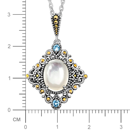 Серебряное колье ALEXANDRE VASSILIEV с перламутром, топазом и позолотой