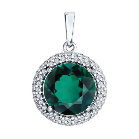 Подвеска из серебра с кварцем и фианитами