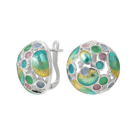 Серебряные серьги «Пузыри» с эмалью
