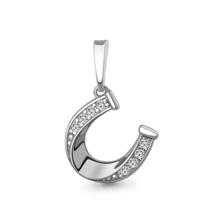 Серебряная подвеска с фианитом «Подкова»