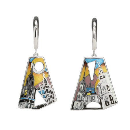 Серьги «Петербургские соборы Утро» из серебра с эмалью